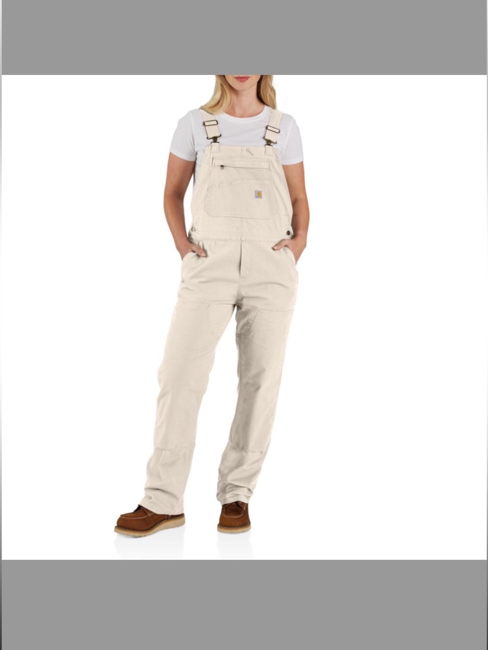 Carhartt Women’s Loose Fit Rugged Canvas Bib Overalls - Cream. NWT. Size XS